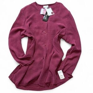 Vintage Dark Red Button Up‎ Top